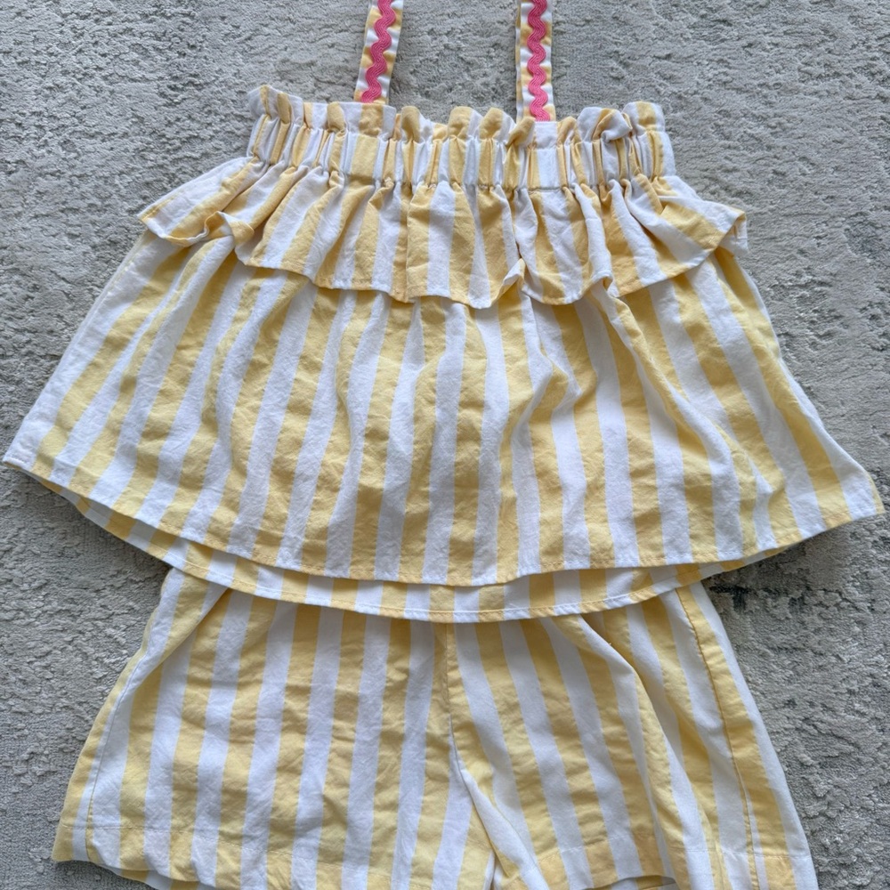 Zara Yellow and White Striped Kids Matching Set